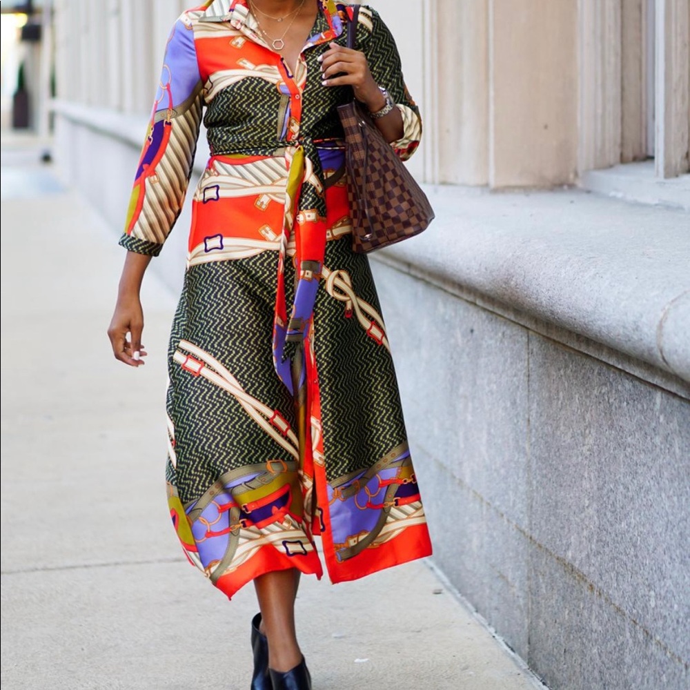 Zara chain print silk dress